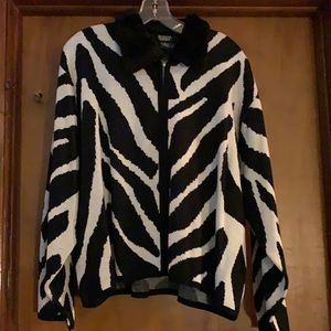 Zebra print zip up jacket